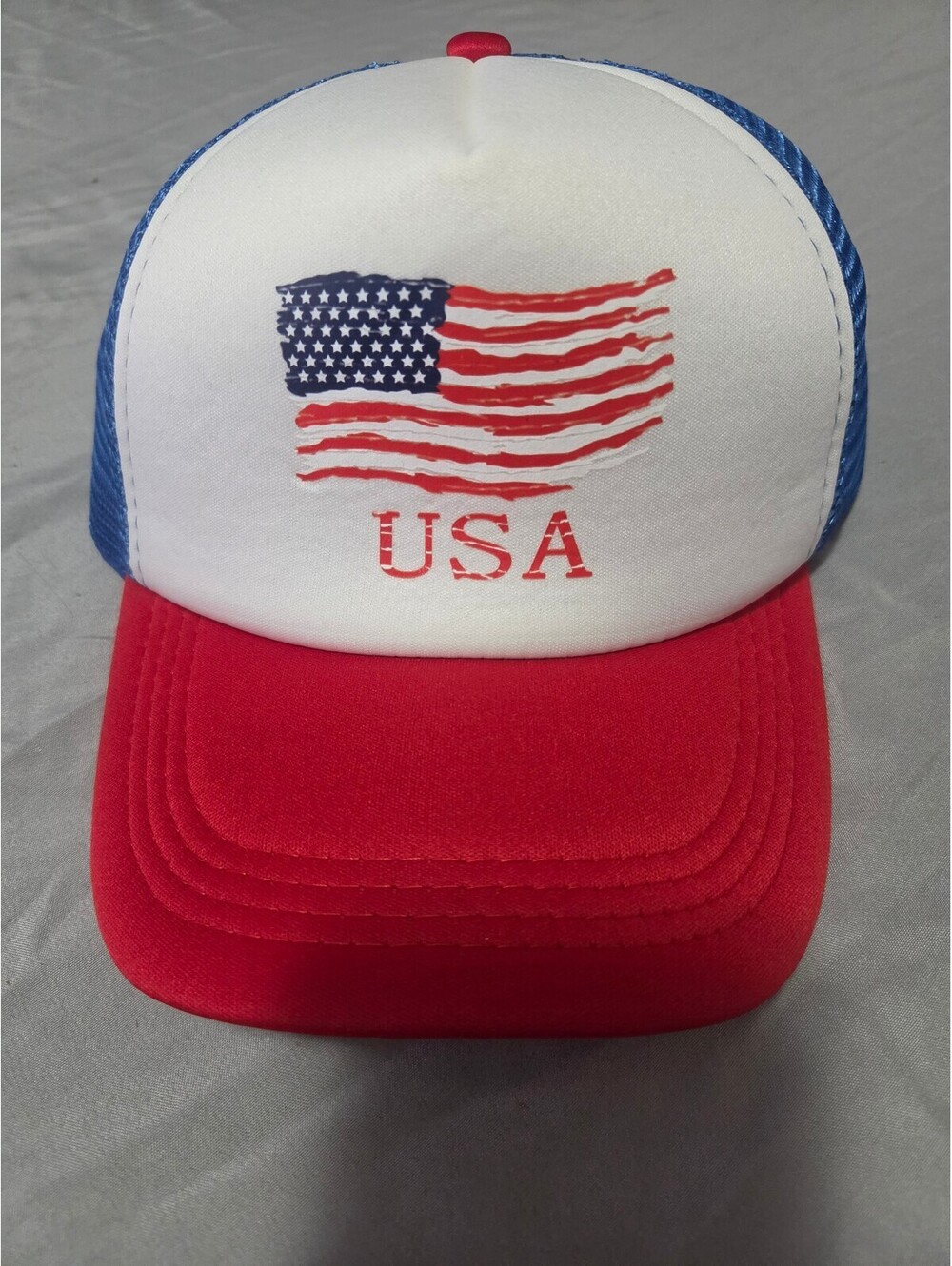 USA American Flag Trucker Hat Red White Blue Mesh Snapback Patriotic Cap
